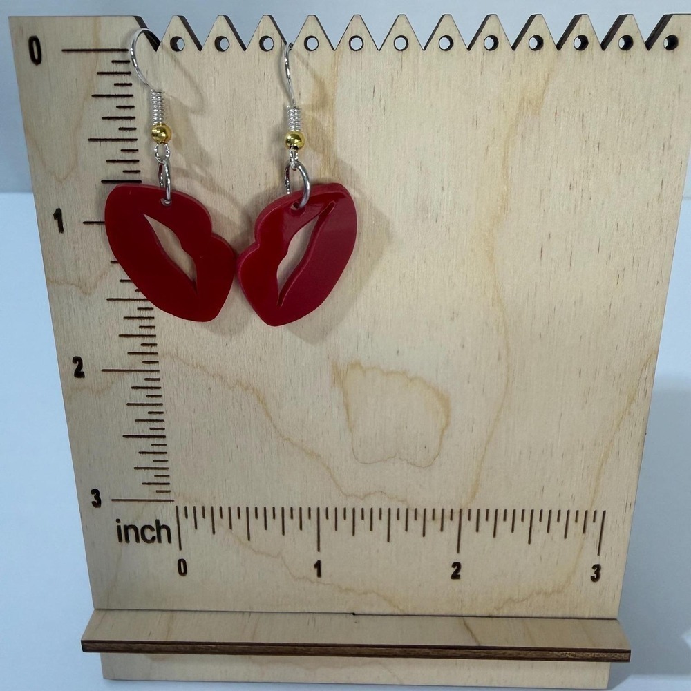 Red Lips Acrylic Drop Earrings Matte Red Kiss Statement Earrings - Novelty‎